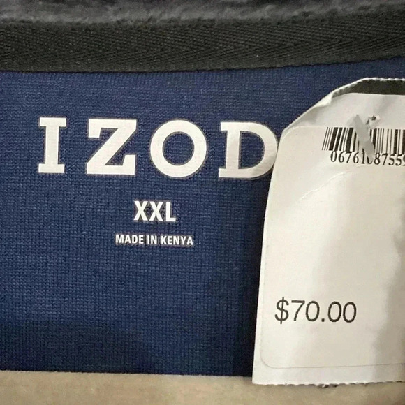 NWT IZOD MENS SIZE XXL 3/4 PULLOVER WARM SHIRT SNAP BUTTON FRONT DARK GRAY BLUE - Picture 3 of 12